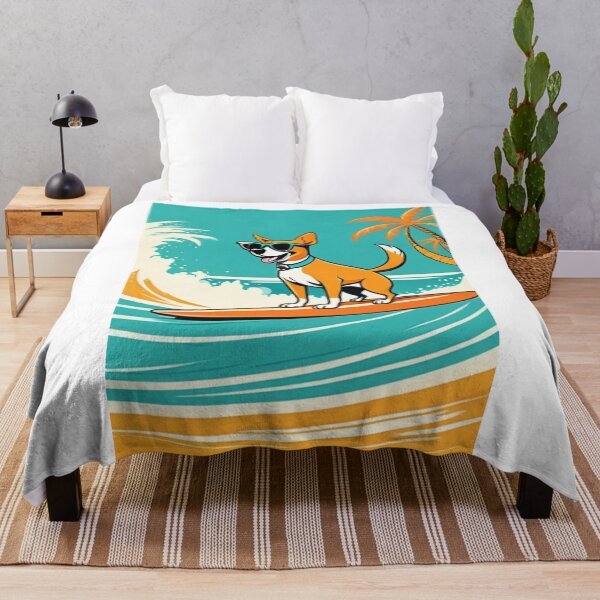 Item preview, Travel - Stylized Surfing Dog, Sunny Vintage Illustration designed and sold by World-Pets.