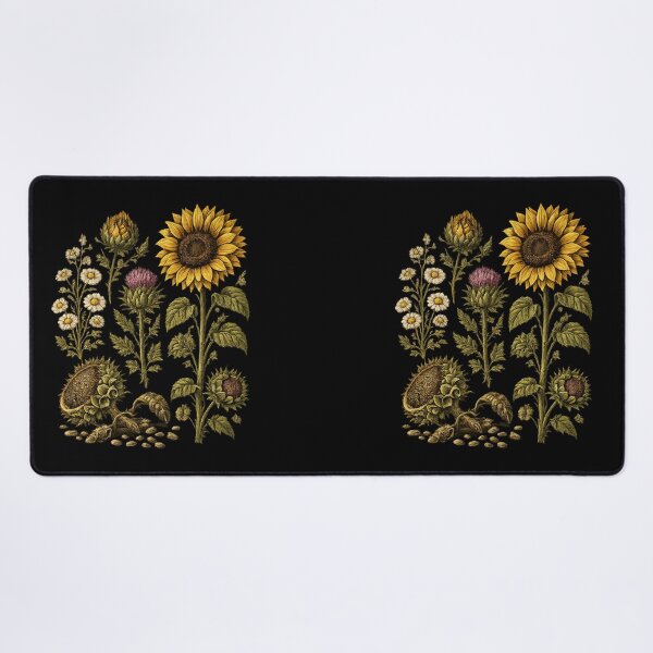 Item preview, Vintage Sunflower Herbarium Plate with Chamomile, Thistle & Seed Study designed and sold by Anyshca.