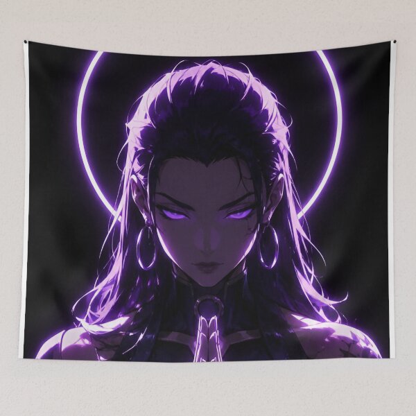 Item preview, Purple Neon Anime Priestess – Dark Spiritual Cyberpunk Aesthetic designed and sold by Dyan4.