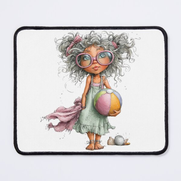 Item preview, Cute girl holding a ball - whimsical design designed and sold by Lines, forms and colors.