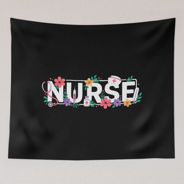 Item preview, NURSE Minimal Floral Typography designed and sold by YNELENT.