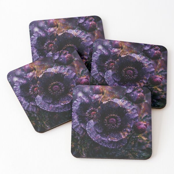 Item preview, Mystical Dark Purple Poppies in Rain designed and sold by WitchyBotanicaArt.