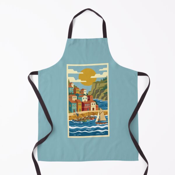 Item preview, Mediterranean Harbor Village Vintage Travel Poster designed and sold by hattie's.