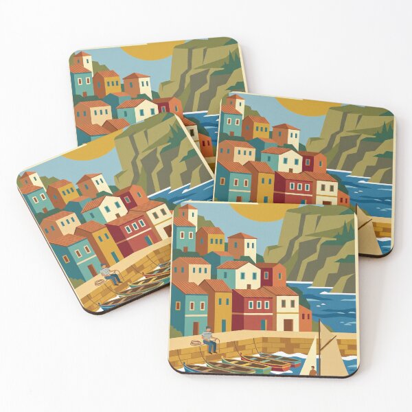 Item preview, Mediterranean Harbor Village Vintage Travel Poster designed and sold by hattie's.