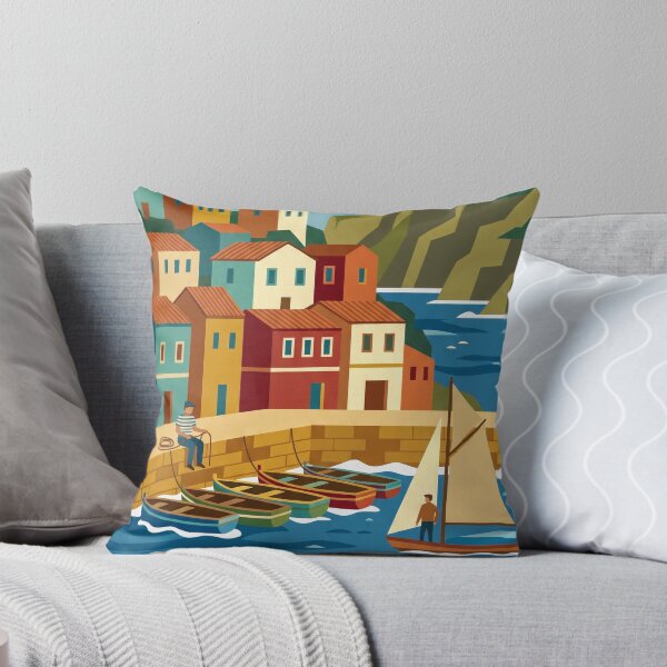 Item preview, Mediterranean Harbor Village Vintage Travel Poster designed and sold by hattie's.