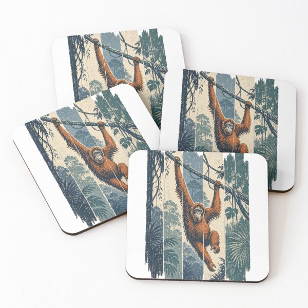 Item preview, Orangutan in the Misty Jungle Wild Animal Nature Illustration designed and sold by VisualArtsOasis.