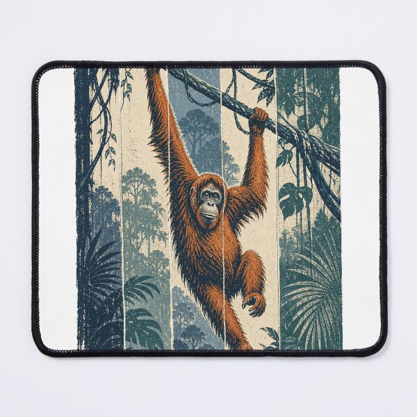 Item preview, Orangutan in the Misty Jungle Wild Animal Nature Illustration designed and sold by VisualArtsOasis.