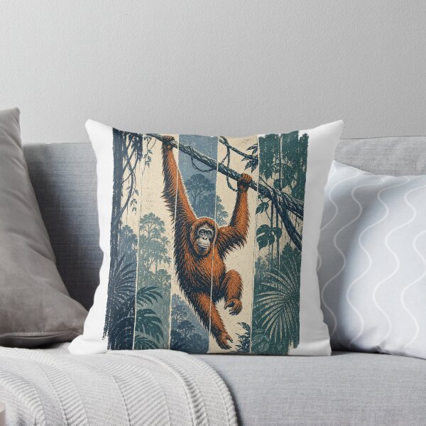 Item preview, Orangutan in the Misty Jungle Wild Animal Nature Illustration designed and sold by VisualArtsOasis.