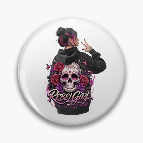 Item preview, Rebel Girl Gothic Skull Hoodie T-Shirt – Dark Feminine Coquette Alternative Art for Tattoo Lovers, Biker Girls & Halloween Fashion designed and sold by GemBob Creations.