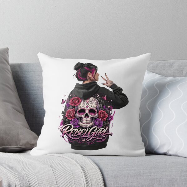 Item preview, Rebel Girl Gothic Skull Hoodie T-Shirt – Dark Feminine Coquette Alternative Art for Tattoo Lovers, Biker Girls & Halloween Fashion designed and sold by GemBob Creations.