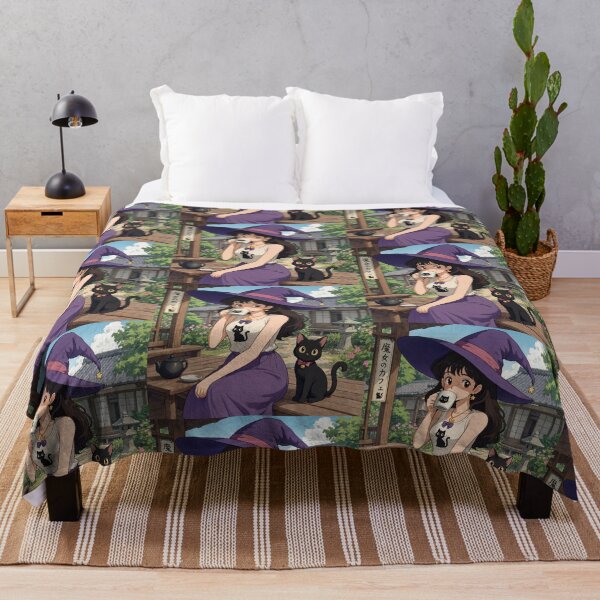 Item preview, Retro Anime Manga Witch and cat enjoying coffee time designed and sold by Vintage Designs +.