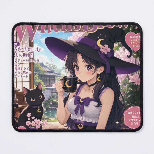 Item preview, Retro Anime Manga Witch and cat enjoying coffee time designed and sold by Vintage Designs +.