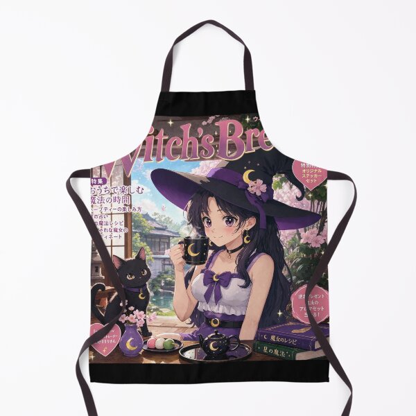 Item preview, Retro Anime Manga Witch and cat enjoying coffee time designed and sold by Vintage Designs +.