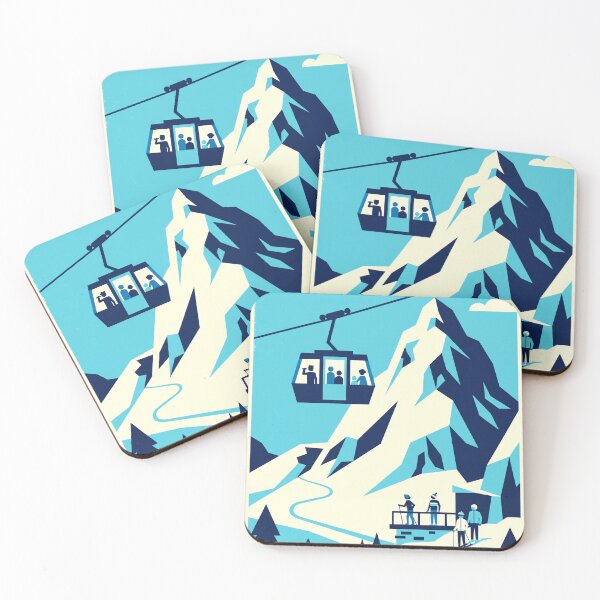 Item preview, Ski Resort Gondola Vintage Travel Poster Art designed and sold by hattie's.