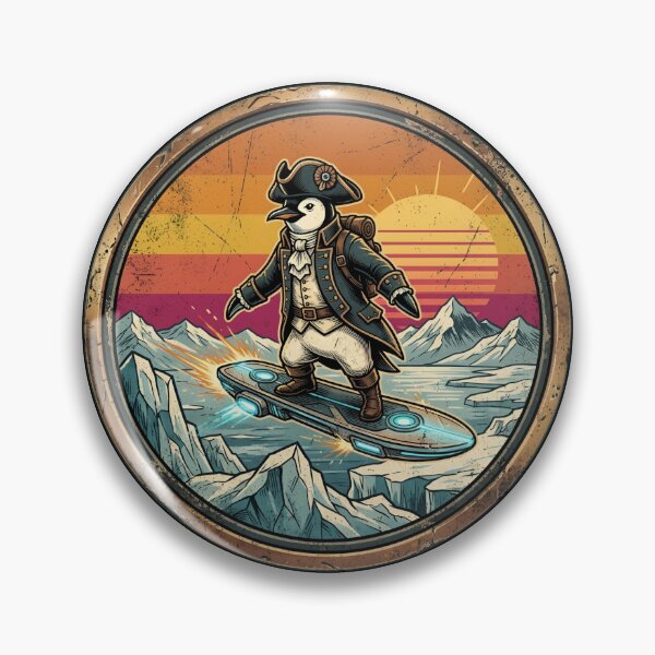 Item preview, Retro Anti Gravity Sailor Penguin Vintage Badge designed and sold by DuckOddity.