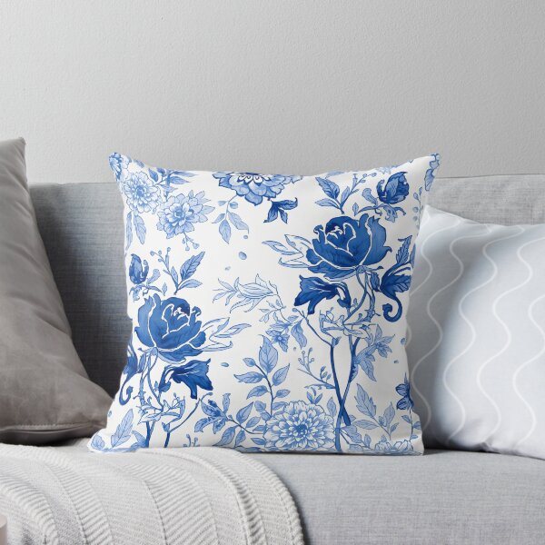 Item preview, Blue Botanical Floral Pattern Elegant Vintage Garden Design designed and sold by GrinGalore.