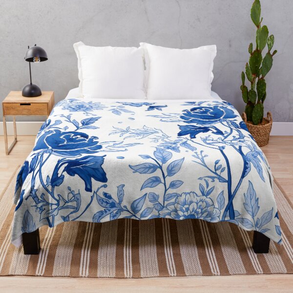 Item preview, Blue Botanical Floral Pattern Elegant Vintage Garden Design designed and sold by GrinGalore.