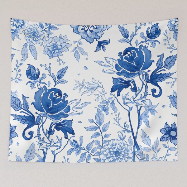 Item preview, Blue Botanical Floral Pattern Elegant Vintage Garden Design designed and sold by GrinGalore.