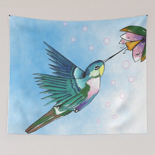 Item preview, Colorful Hummingbird And Flowers  designed and sold by Sartoris Art.