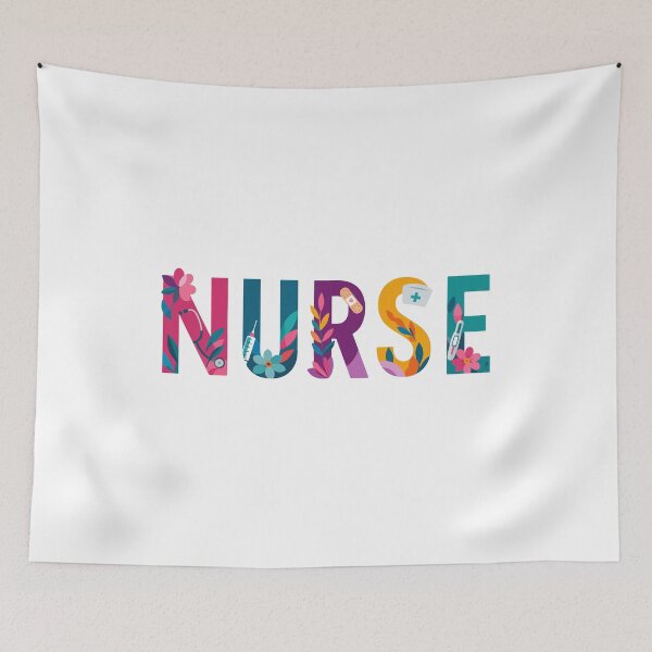 Item preview, NURSE Bright Floral Typography designed and sold by YNELENT.