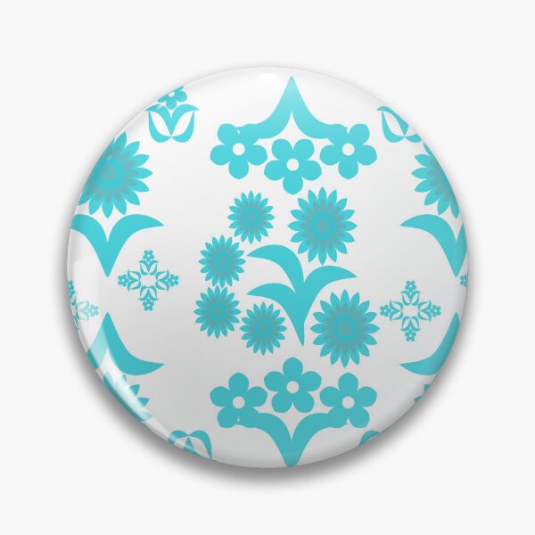 Item preview, Aqua Blue Floral Botanical Border Pattern, Decorative Retro Vector Design for Textile and Fabric Print designed and sold by Ei-Ei.