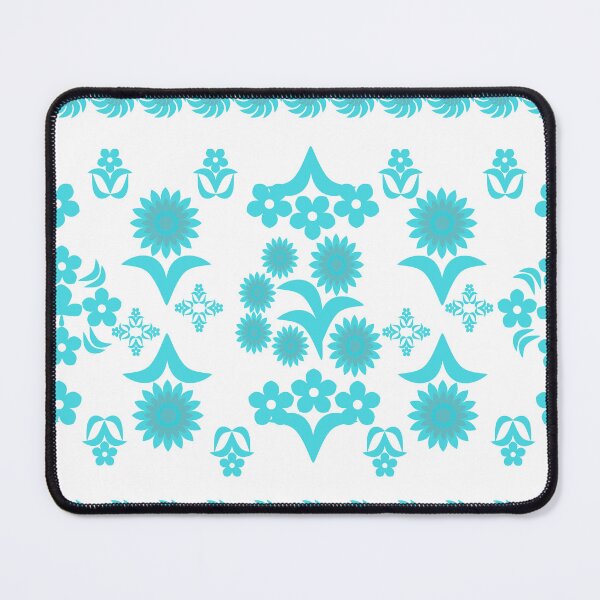 Item preview, Aqua Blue Floral Botanical Border Pattern, Decorative Retro Vector Design for Textile and Fabric Print designed and sold by Ei-Ei.