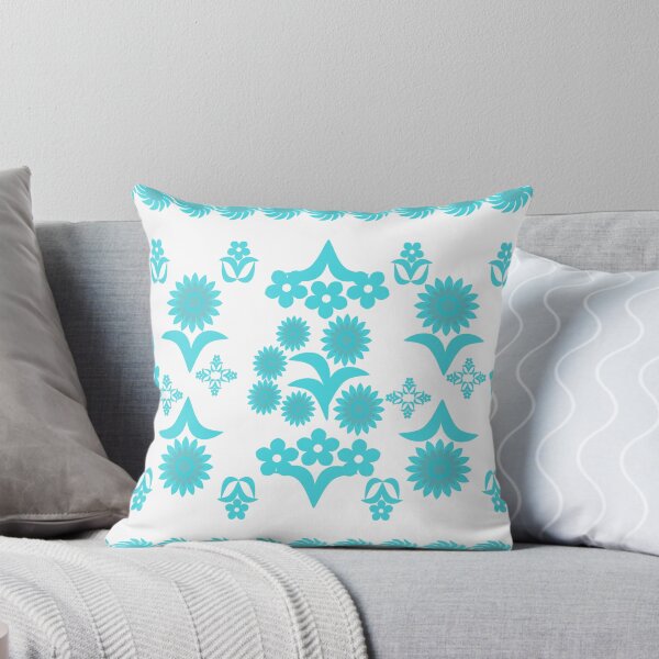 Item preview, Aqua Blue Floral Botanical Border Pattern, Decorative Retro Vector Design for Textile and Fabric Print designed and sold by Ei-Ei.