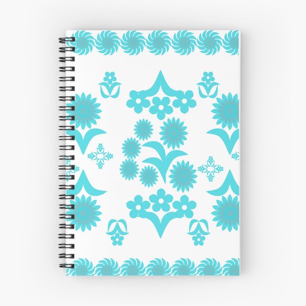Item preview, Aqua Blue Floral Botanical Border Pattern, Decorative Retro Vector Design for Textile and Fabric Print designed and sold by Ei-Ei.