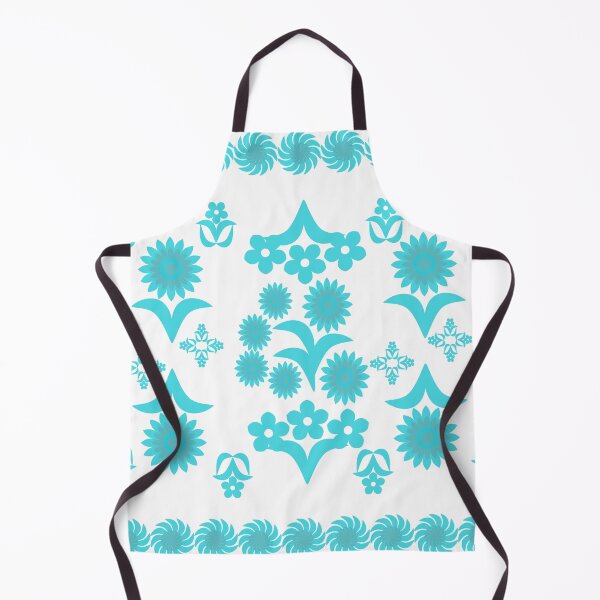 Item preview, Aqua Blue Floral Botanical Border Pattern, Decorative Retro Vector Design for Textile and Fabric Print designed and sold by Ei-Ei.