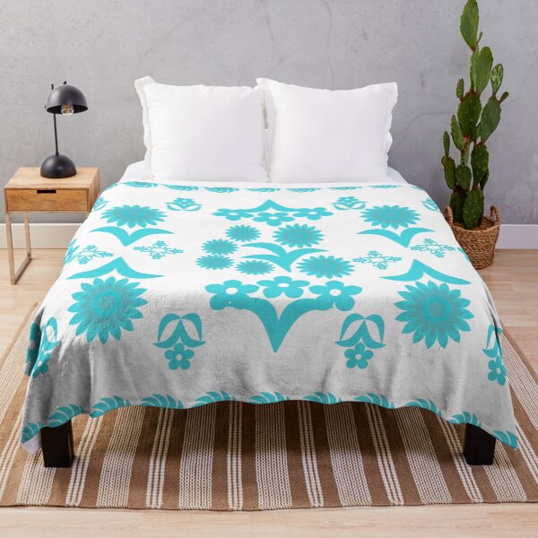 Item preview, Aqua Blue Floral Botanical Border Pattern, Decorative Retro Vector Design for Textile and Fabric Print designed and sold by Ei-Ei.