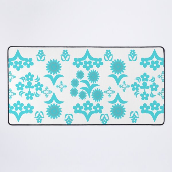 Item preview, Aqua Blue Floral Botanical Border Pattern, Decorative Retro Vector Design for Textile and Fabric Print designed and sold by Ei-Ei.