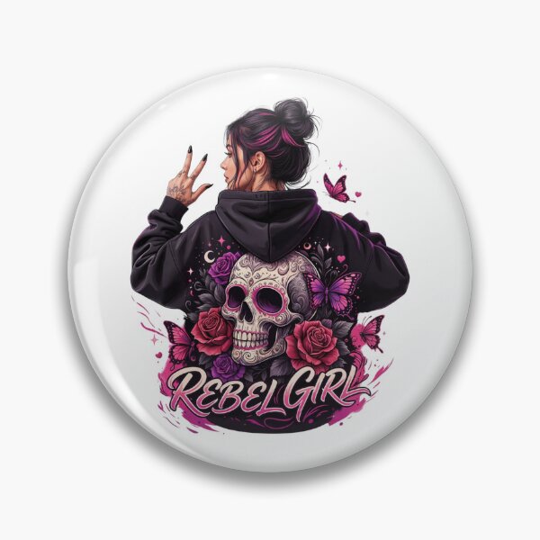 Item preview, Rebel Girl Gothic Skull Hoodie T-Shirt – Dark Feminine Coquette Alternative Art for Tattoo Lovers, Biker Girls & Halloween Fashion designed and sold by GemBob Creations.