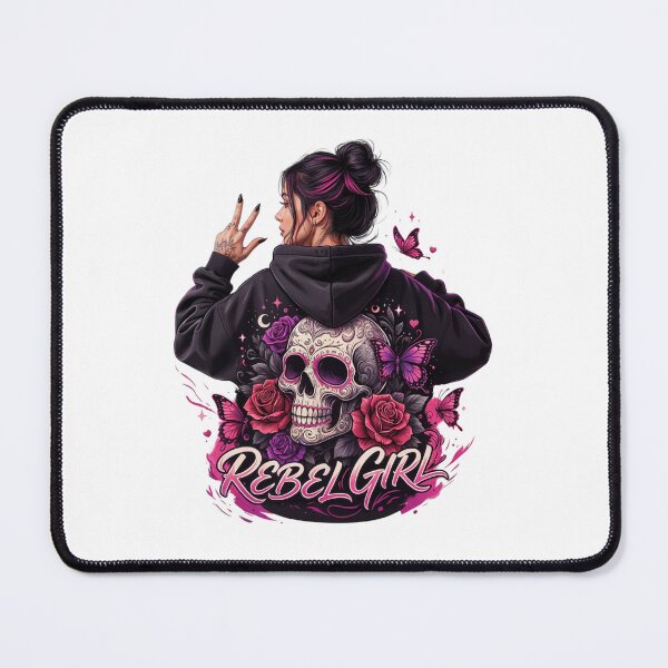 Item preview, Rebel Girl Gothic Skull Hoodie T-Shirt – Dark Feminine Coquette Alternative Art for Tattoo Lovers, Biker Girls & Halloween Fashion designed and sold by GemBob Creations.