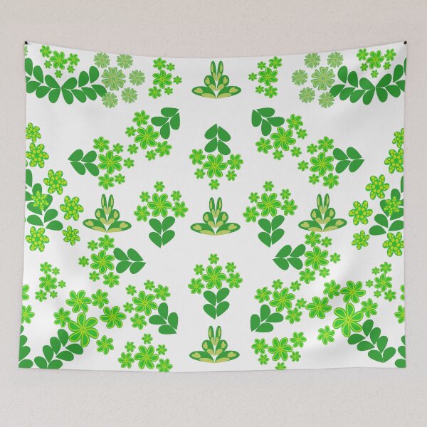 Item preview, Bright Green Botanical Floral Seamless Pattern with Leaves and Stylized Flowers, Decorative Vector Background designed and sold by Ei-Ei.