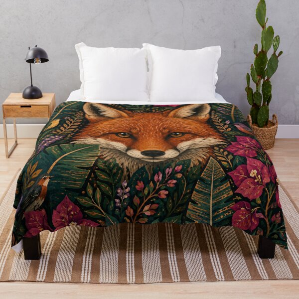 Item preview, Red Fox Face Botanical Garden Illustration designed and sold by Jozefin's Studio.