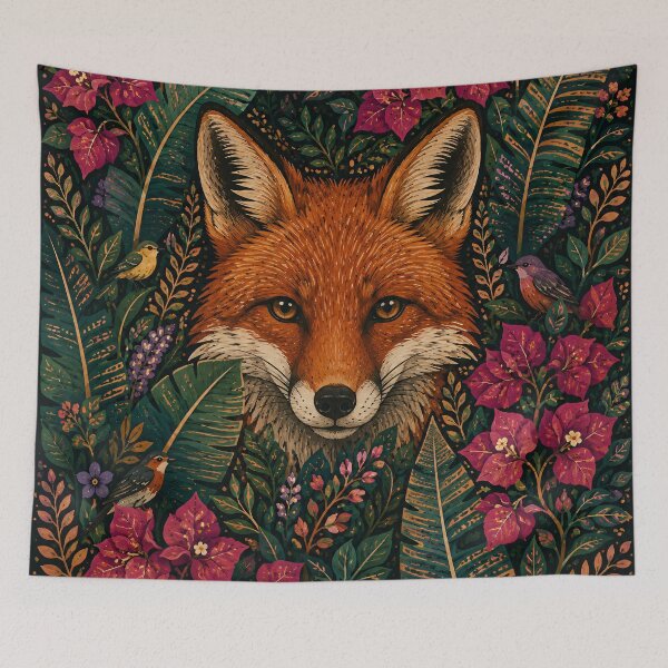 Item preview, Red Fox Face Botanical Garden Illustration designed and sold by Jozefin's Studio.