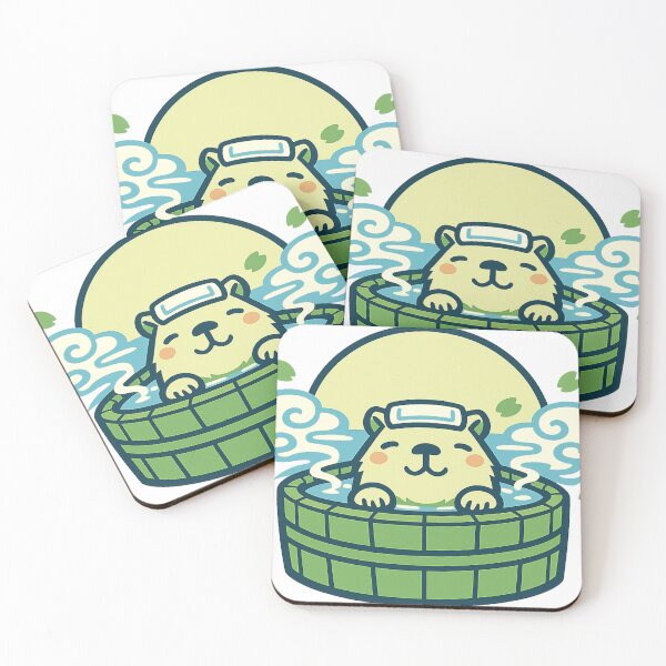 Item preview, Kawaii Capybara Onsen – Cute Japanese Hot Spring Rising Sun Sticker designed and sold by kawaii animal store (in Japan).