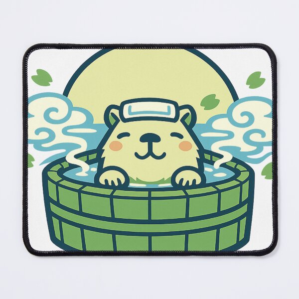 Item preview, Kawaii Capybara Onsen – Cute Japanese Hot Spring Rising Sun Sticker designed and sold by kawaii animal store (in Japan).