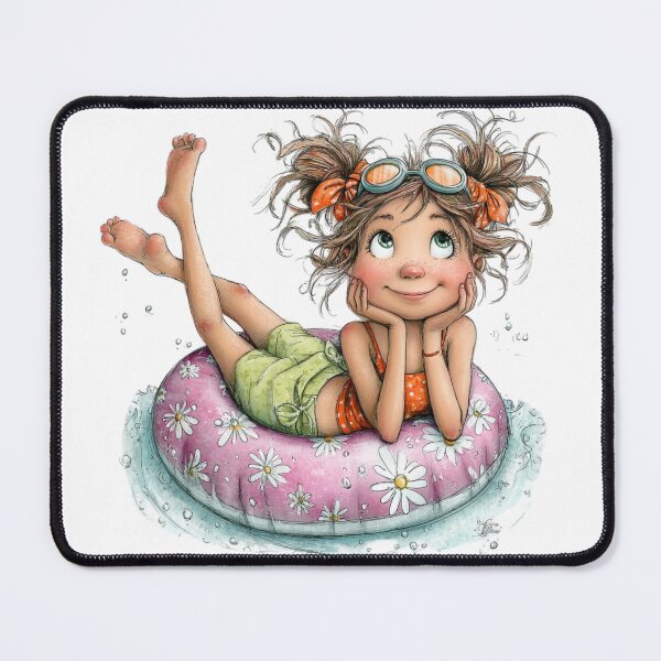 Item preview, Cute girl with a lifeline - whimsical design designed and sold by Lines, forms and colors.