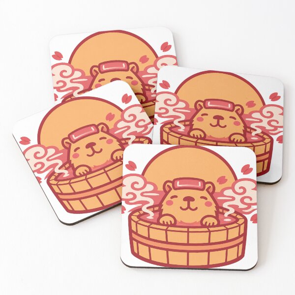Item preview, Kawaii Capybara Onsen – Cute Japanese Hot Spring Rising Sun Sticker designed and sold by kawaii animal store (in Japan).