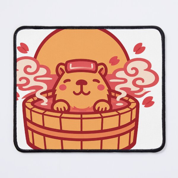 Item preview, Kawaii Capybara Onsen – Cute Japanese Hot Spring Rising Sun Sticker designed and sold by kawaii animal store (in Japan).