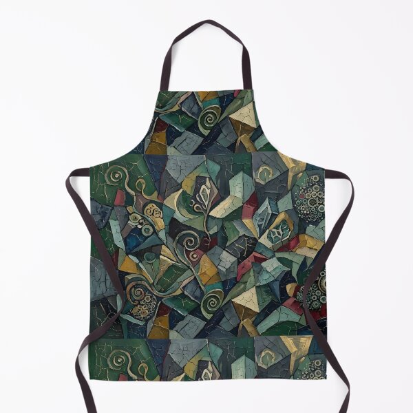 Item preview, Abstract Geometric Mosaic Oil Painting | Textured Fractured Forms Wall Art | Mixed Media Patina Canvas Print | Dark Teal & Gold Mineral Art designed and sold by SergioMiklos.