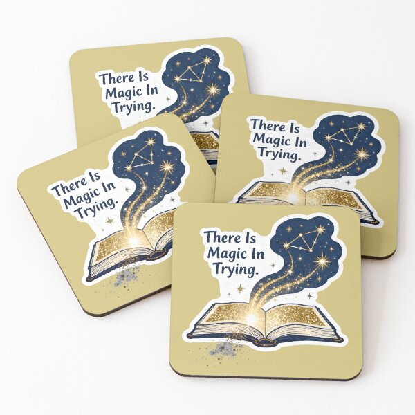 Item preview, There Is Magic In Trying – Open Book Golden Stardust Constellation Sticker designed and sold by Ideeplyfeltit.