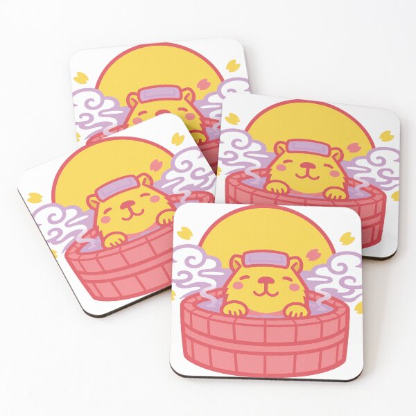 Item preview, Kawaii Capybara Onsen – Cute Japanese Hot Spring Rising Sun Sticker designed and sold by kawaii animal store (in Japan).