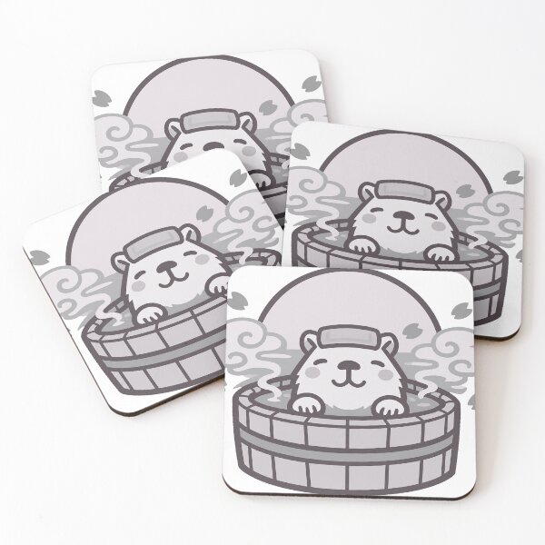 Item preview, Kawaii Capybara Onsen – Cute Japanese Hot Spring Rising Sun Sticker designed and sold by kawaii animal store (in Japan).