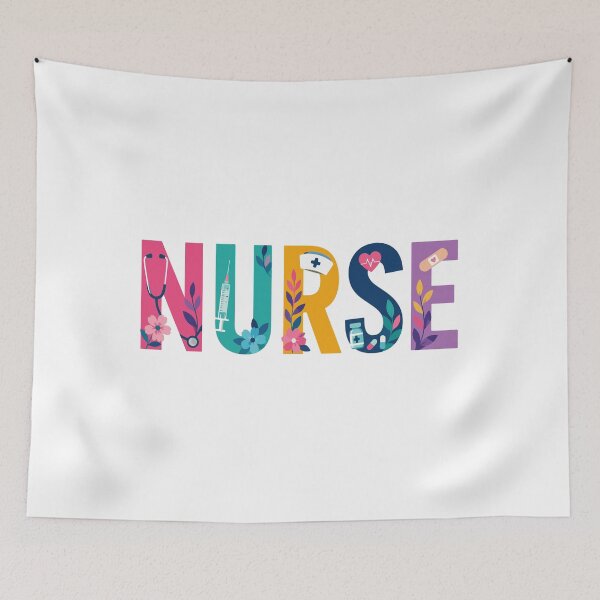 Item preview, NURSE Colorful Floral Word designed and sold by YNELENT.