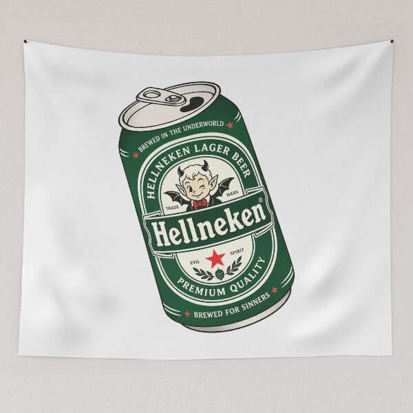 Item preview, Hellneken Lager | Gothic Beer Can Illustration | Vintage Tattoo Style | Goth Attic designed and sold by gothattic.