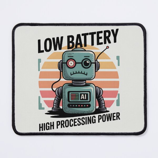 Item preview, Low Battery High Processing Power – Funny AI Robot Humor Design designed and sold by Jollys-ArtShop.