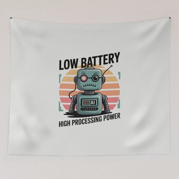Item preview, Low Battery High Processing Power – Funny AI Robot Humor Design designed and sold by Jollys-ArtShop.