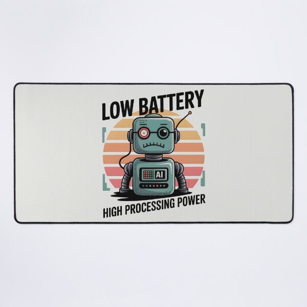 Item preview, Low Battery High Processing Power – Funny AI Robot Humor Design designed and sold by Jollys-ArtShop.